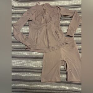 Lululemon Athletica Mauve Jacket and Shorts Set
